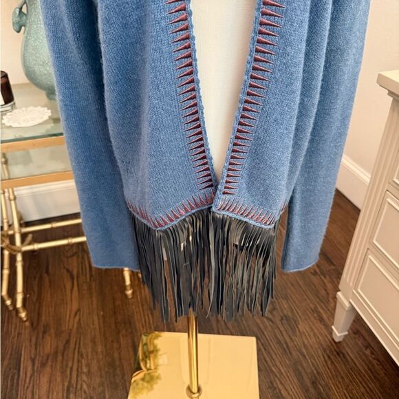 NWT Zadig & Voltaire Marla Cashmere/ Leather
Fringe Cardigan Boho Rock - Picture 5 of 10